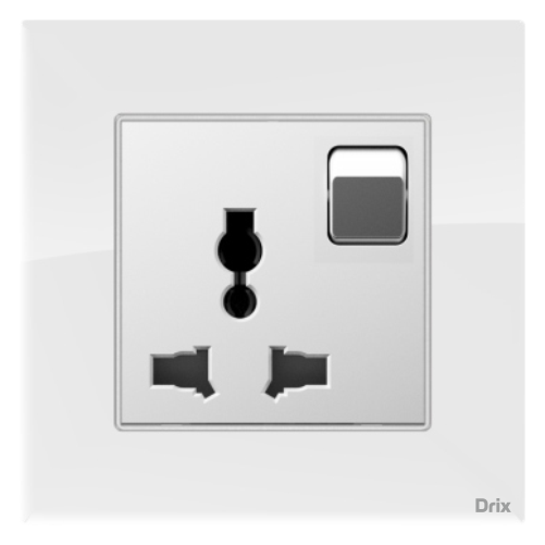 3 Pin Universal Socket with Switch